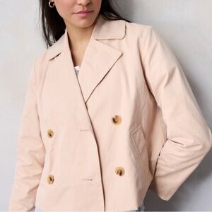 LC Lauren Conrad Double-Breasted Pale Pink Trench Jacket
